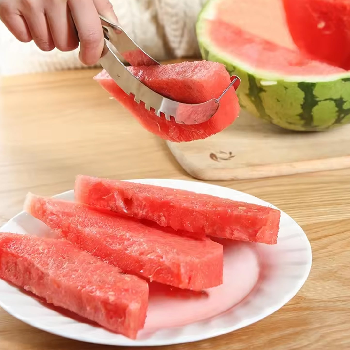 3-in-1 Stainless Steel Watermelon & Cantaloupe Slicer | Fruit Corer & Knife Tool