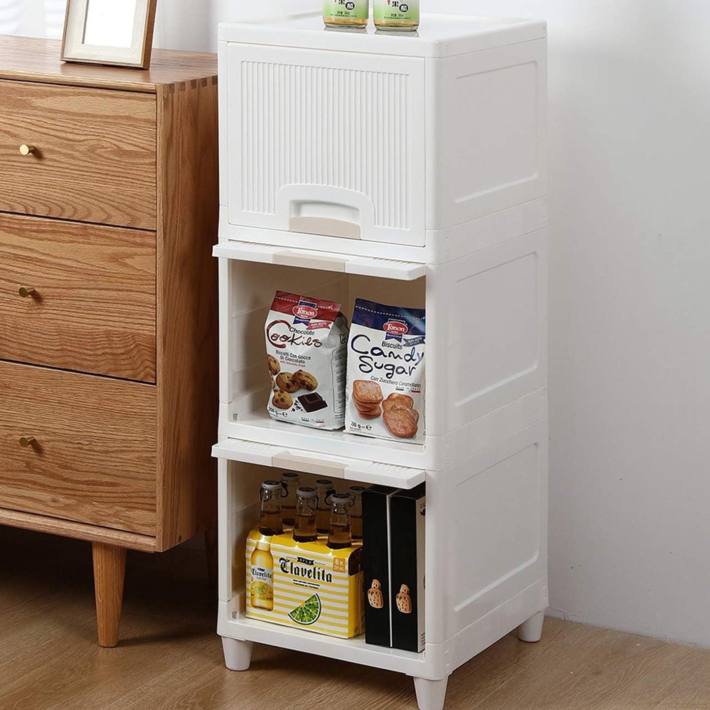 Multipurpose 3-Layer Storage Cabinet – Foldable Plastic Drawer Unit for Kitchen, Bathroom & Bedroom