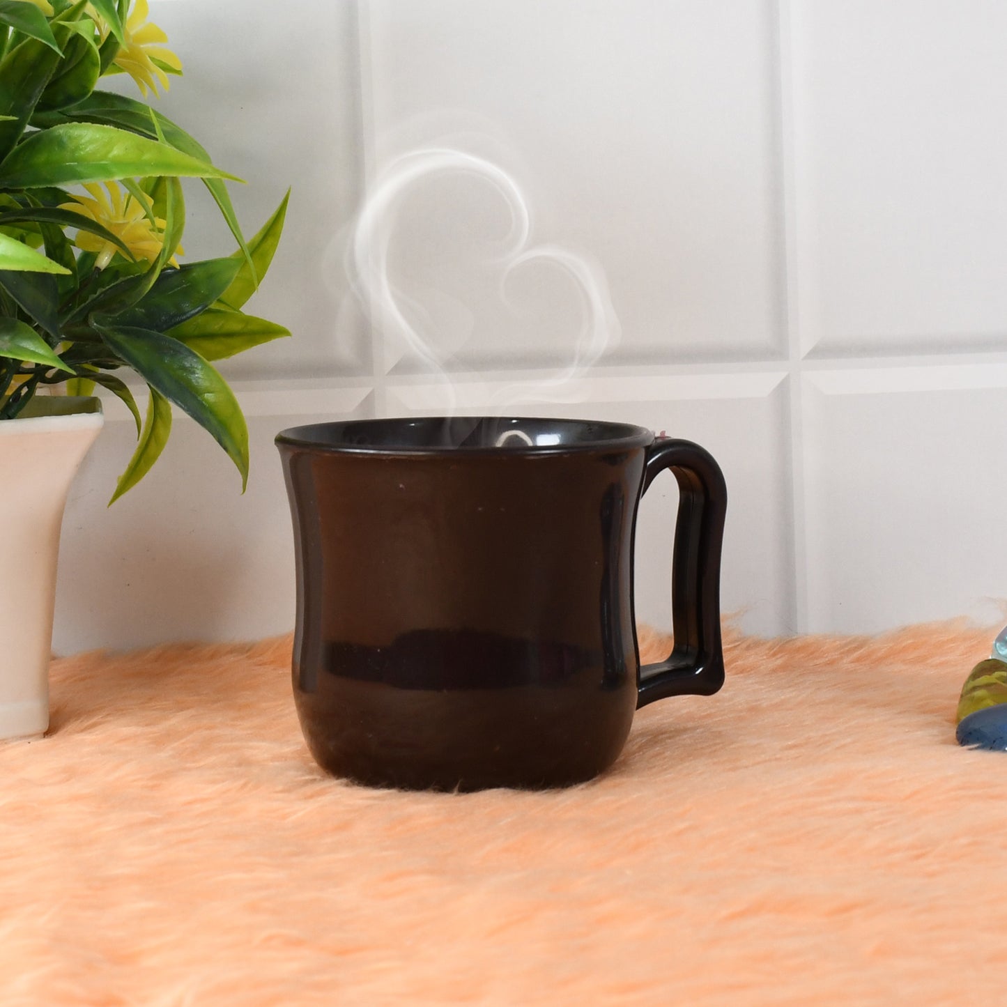 ☕ Premium Plastic Coffee/Tea Mug with Handle – Black (1 Pc, with Color Box)