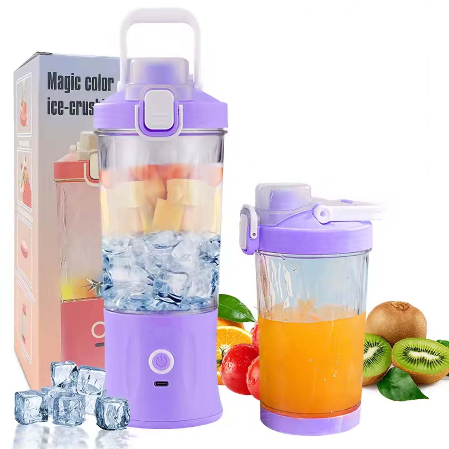 Electric Crusher Juicer with Multicolor Light | 8-Blade, 600ml Juicer