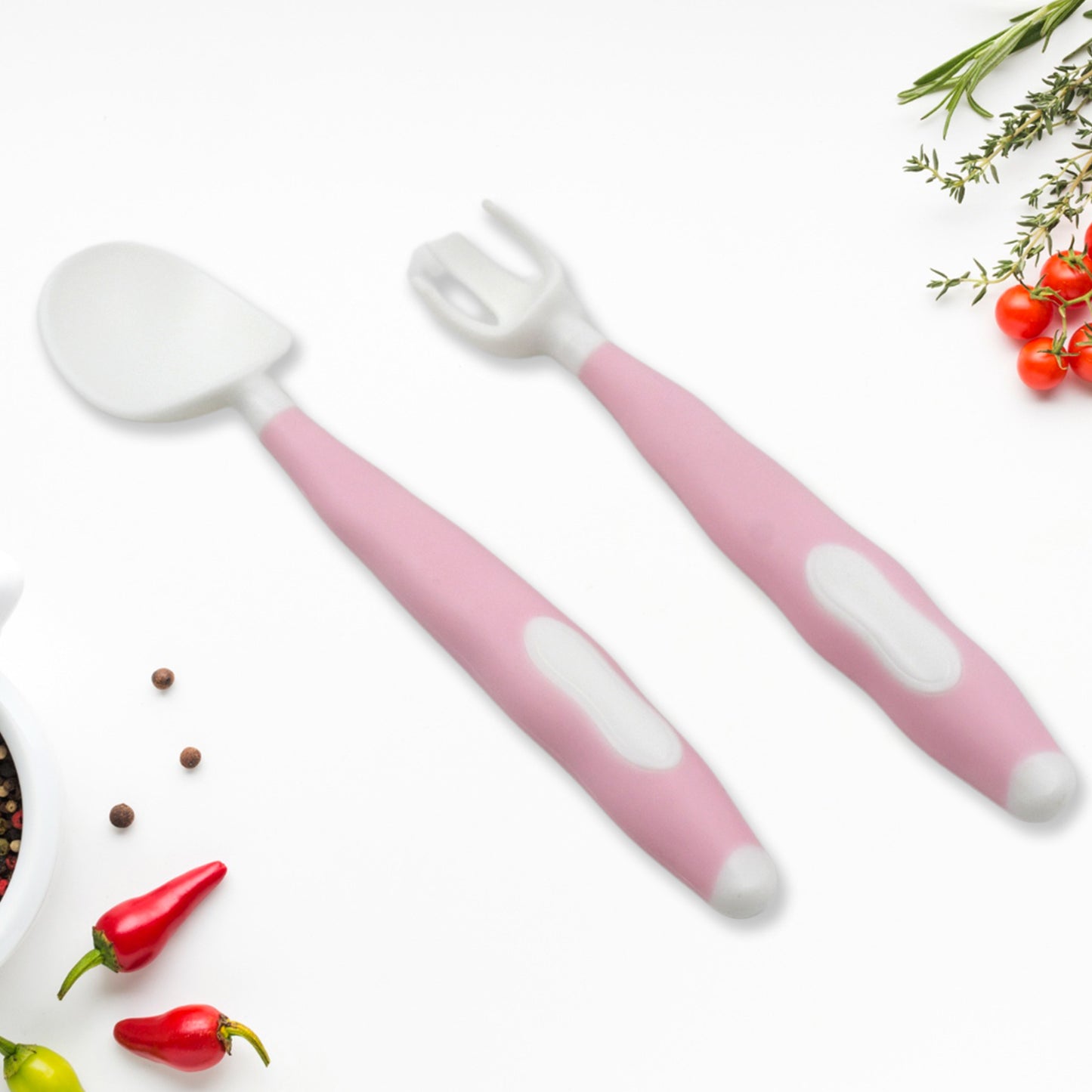 Silicone Bendable Kids Feeding Spoons & Forks | Toddler Utensils with Travel Case (2-Pc Set)