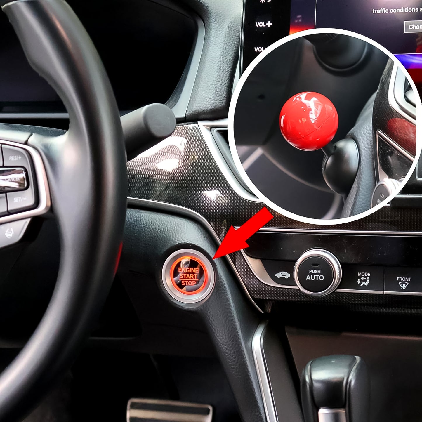 Car Push Start Button Cover – Ball Design Rocker Style for Engine Start 🔘🚗⚙️