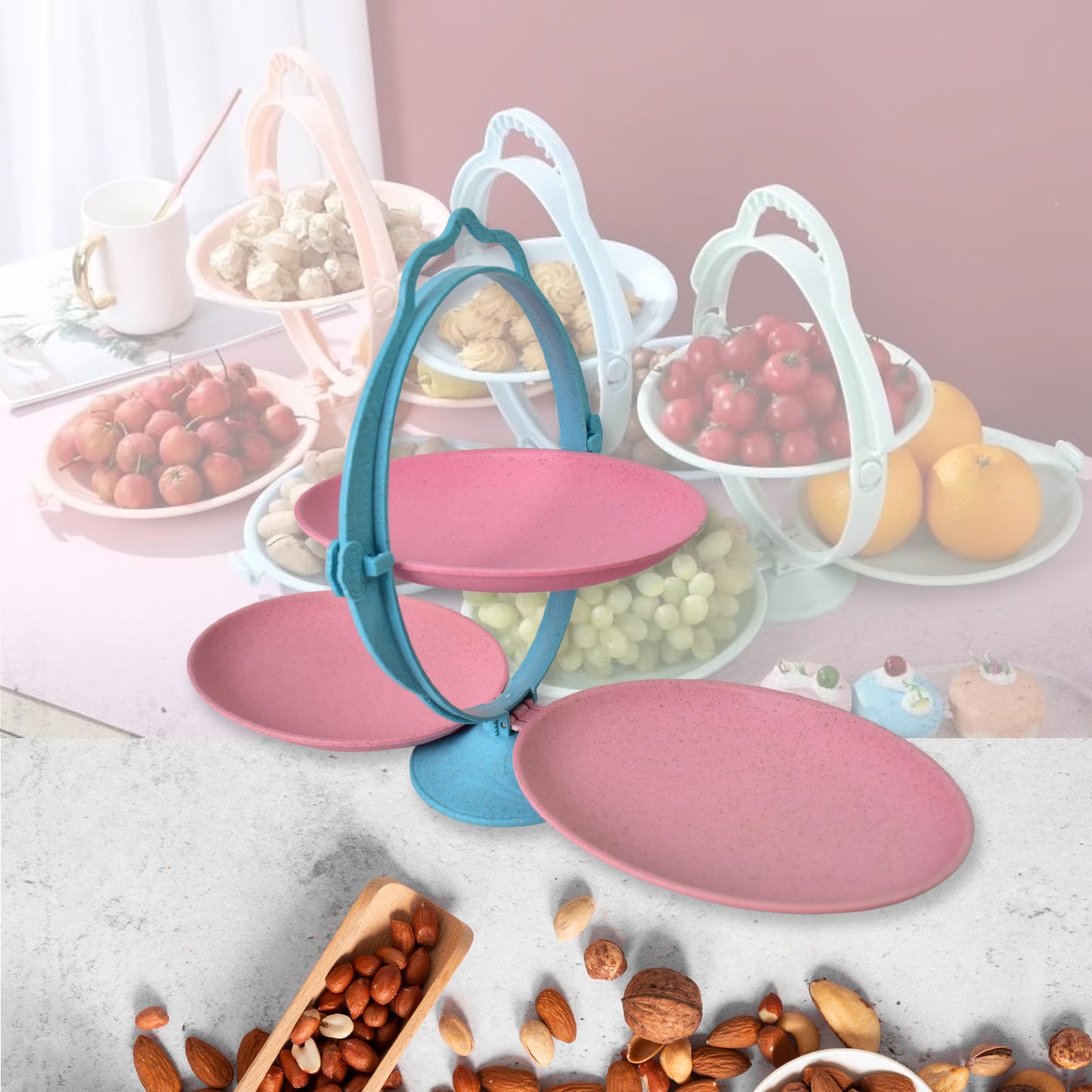 🍬 Foldable Fruit Plate & Candy Dish – Multi-Use Mirror Shape Tray (1 Set)