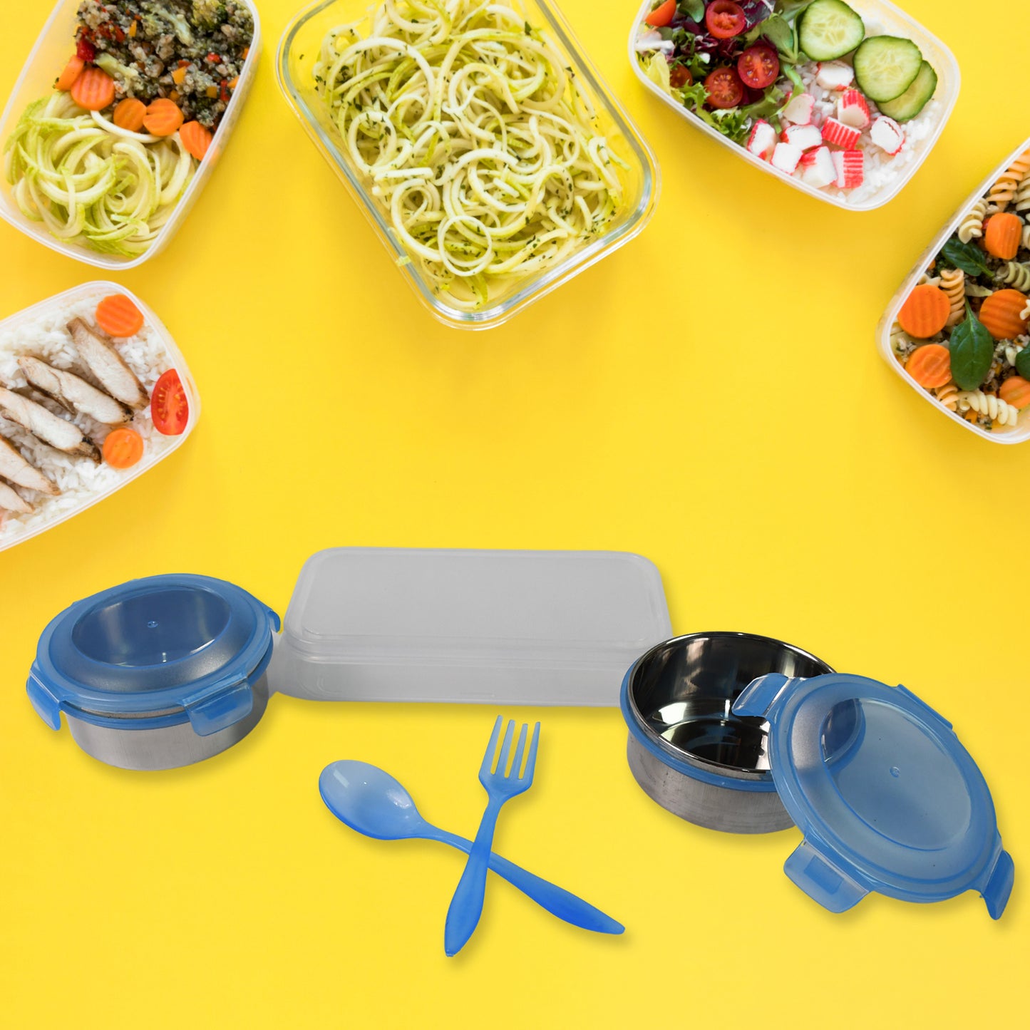 🍱 Sumo Lunch Box with Lunch Bag – 2 Pc Plastic Lunch Box + Spoon & Fork Set
