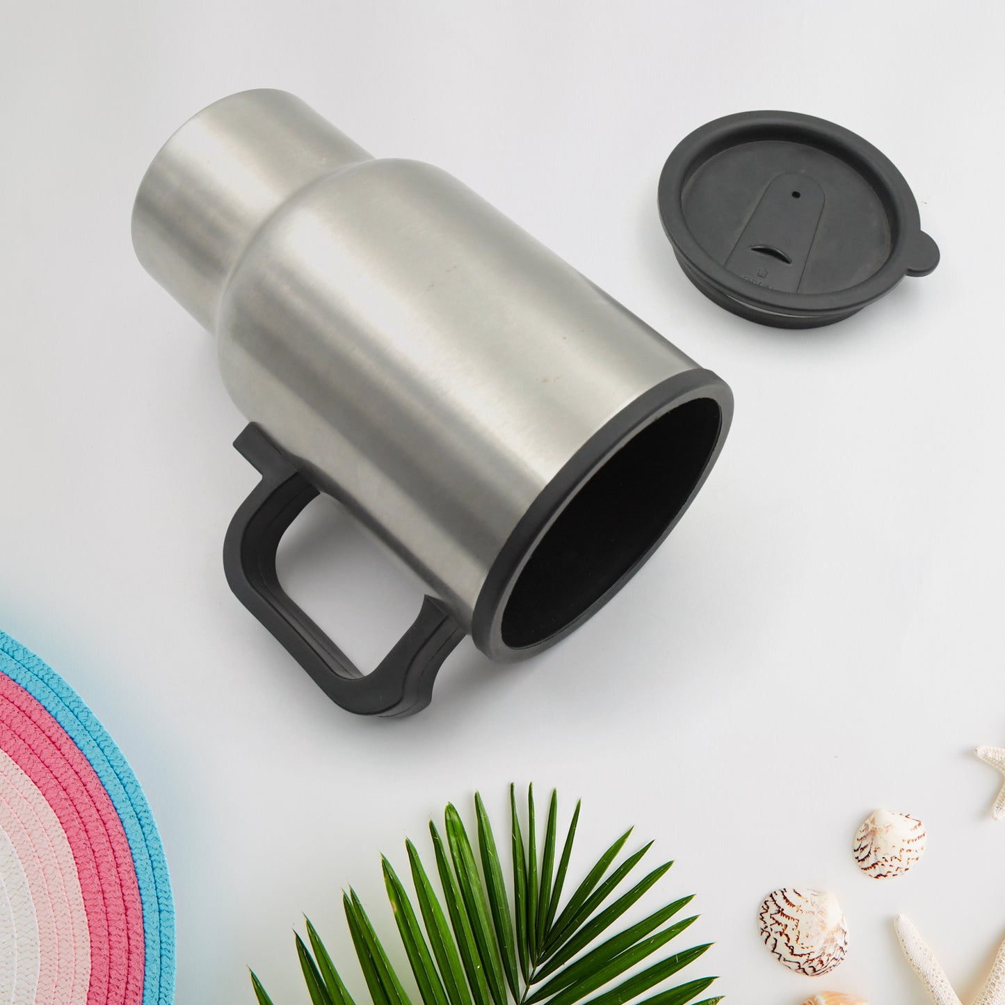 12V Car Charging Electric Kettle Mug (Silver) – Travel Mug for Hot Beverages