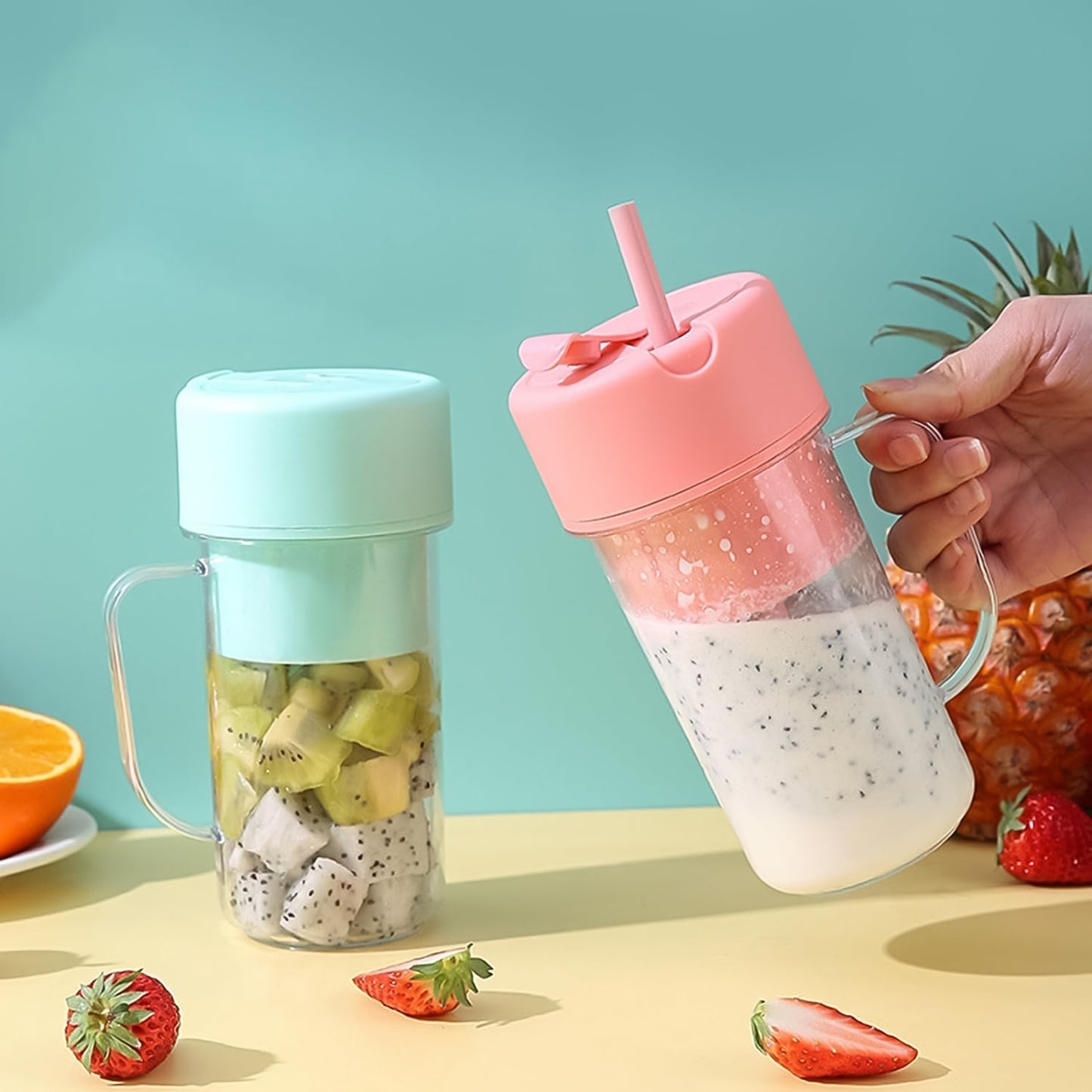 Portable Crusher Juicer | USB Rechargeable 6-Blade Blender (420ml)