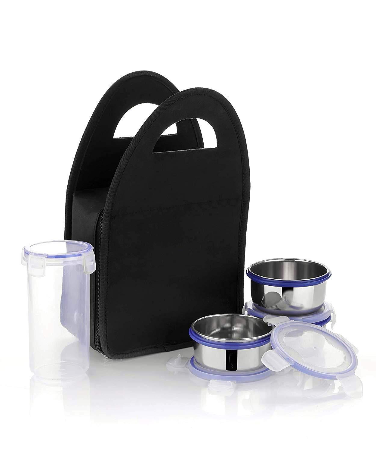 4-Piece Stainless Steel Airtight Lunch Box Set – Leakproof & Portable 🍱🚰✨