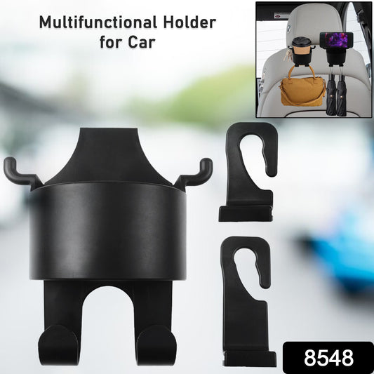 3-in-1 Car Headrest Backseat Organizer – Cupholder, Phone Holder & Hooks 🚗