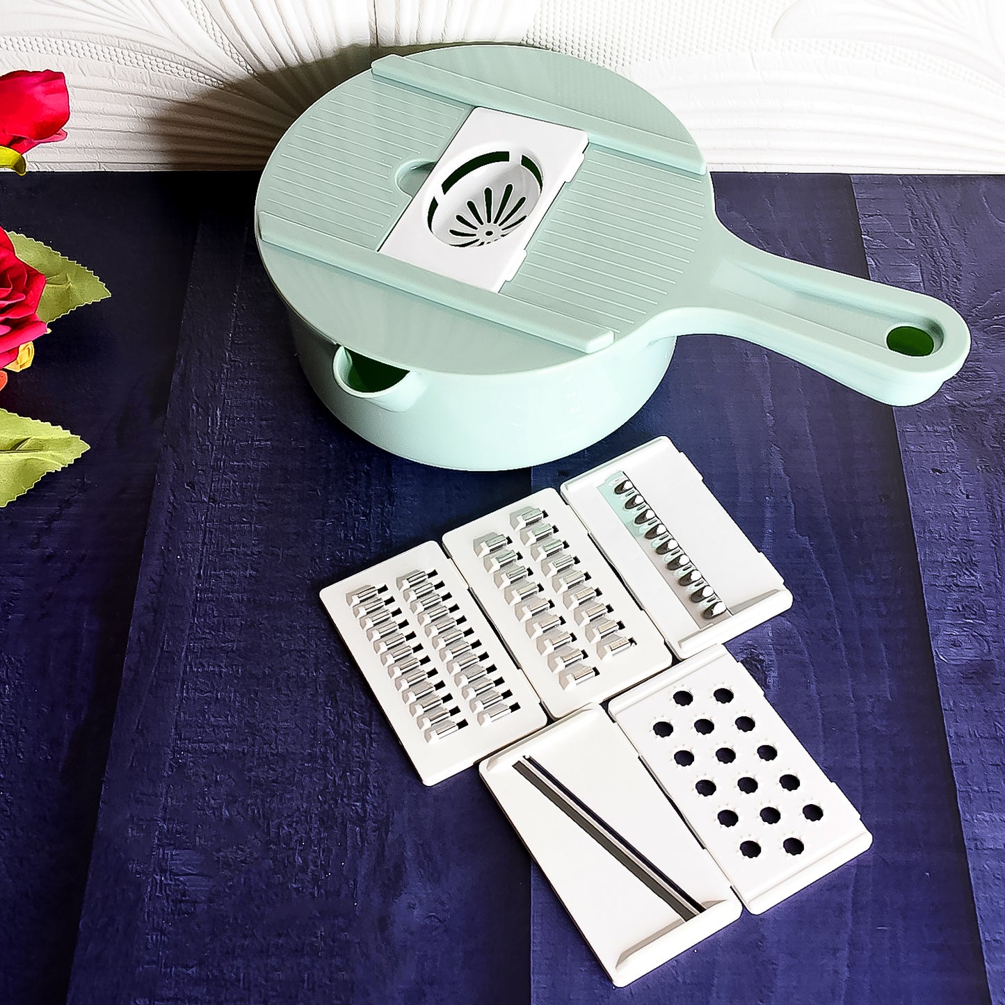 🥕 6-in-1 Vegetable Chopper with Drain Basket – Multifunctional Slicer Set