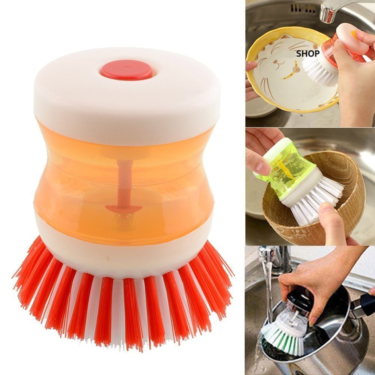 Cleaning Brush with Liquid Soap Dispenser - Easy & Efficient Scrubbing Tool