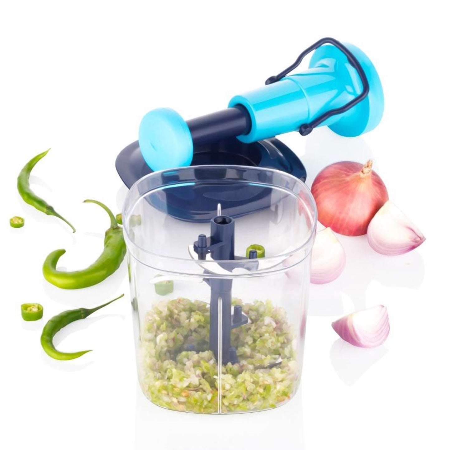 6-Blade Manual Hand-Press Vegetable Chopper – 1100ml, Fast & Easy Chopping 🥕🔪✨