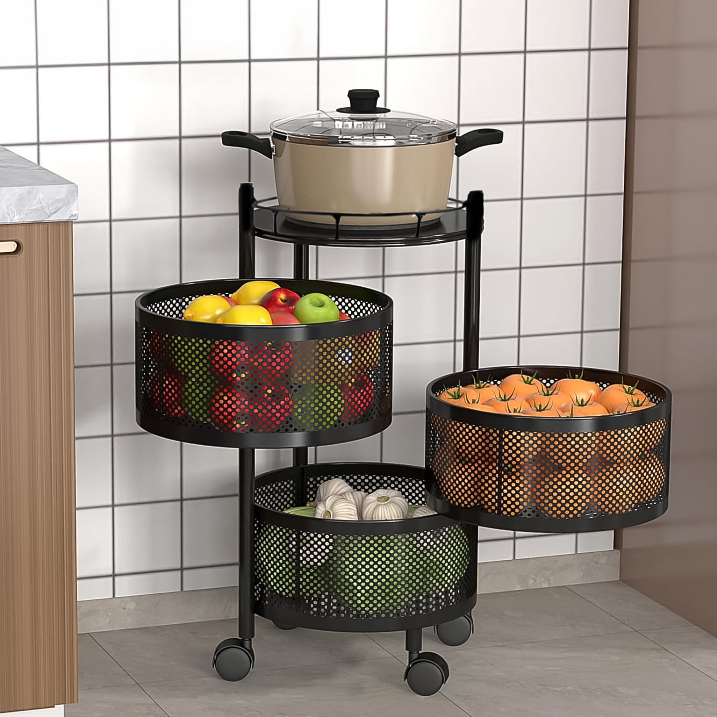 3-Layer Metal Kitchen Trolley with Wheels – High-Quality & Multi-Purpose 🚛✨