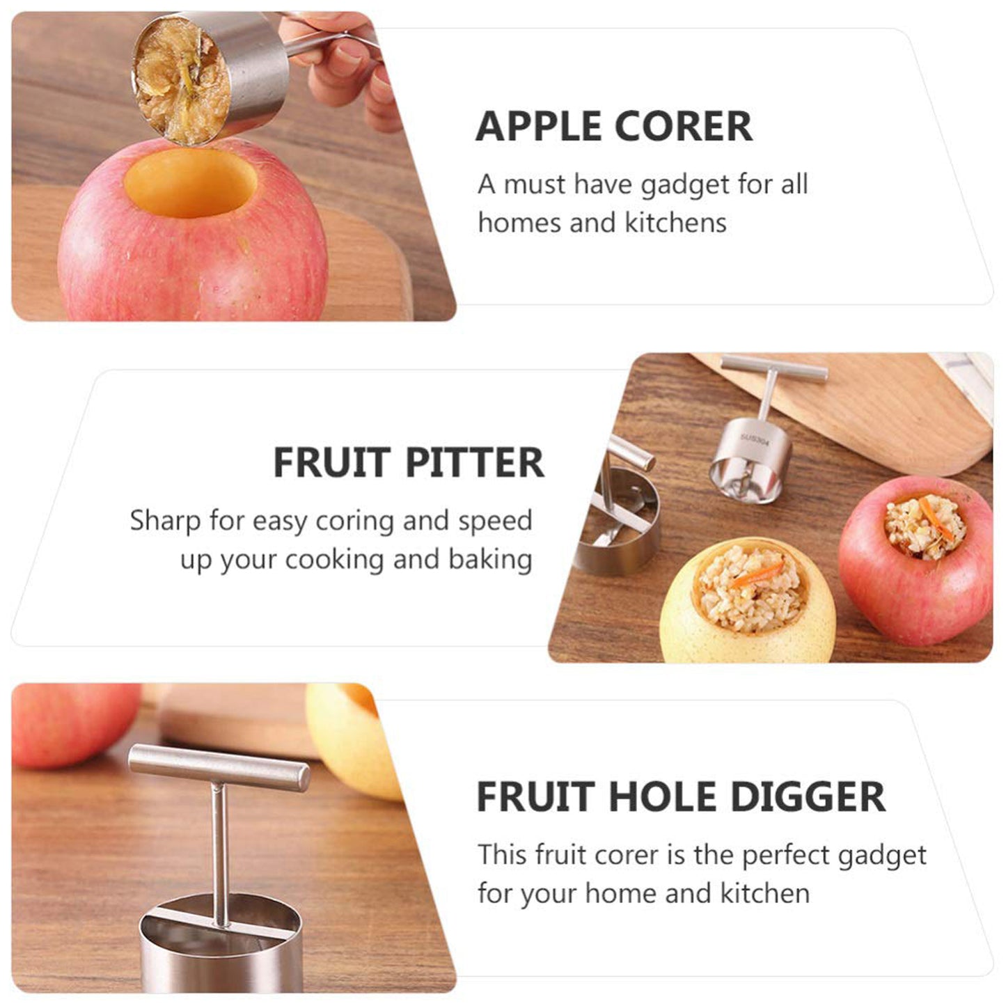 Fruit & Vegetable Corer | Pear Core Separator & Seeder Cutter for Easy Pitting and Hole Removal