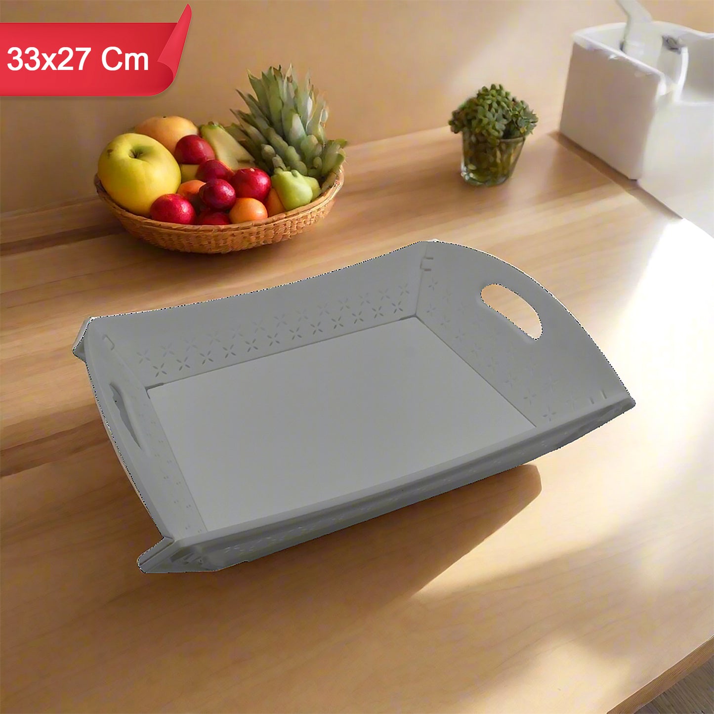 Foldable Serving Tray with Handle | Plastic Food Tray for Kitchen, Outdoor & Restaurant Use