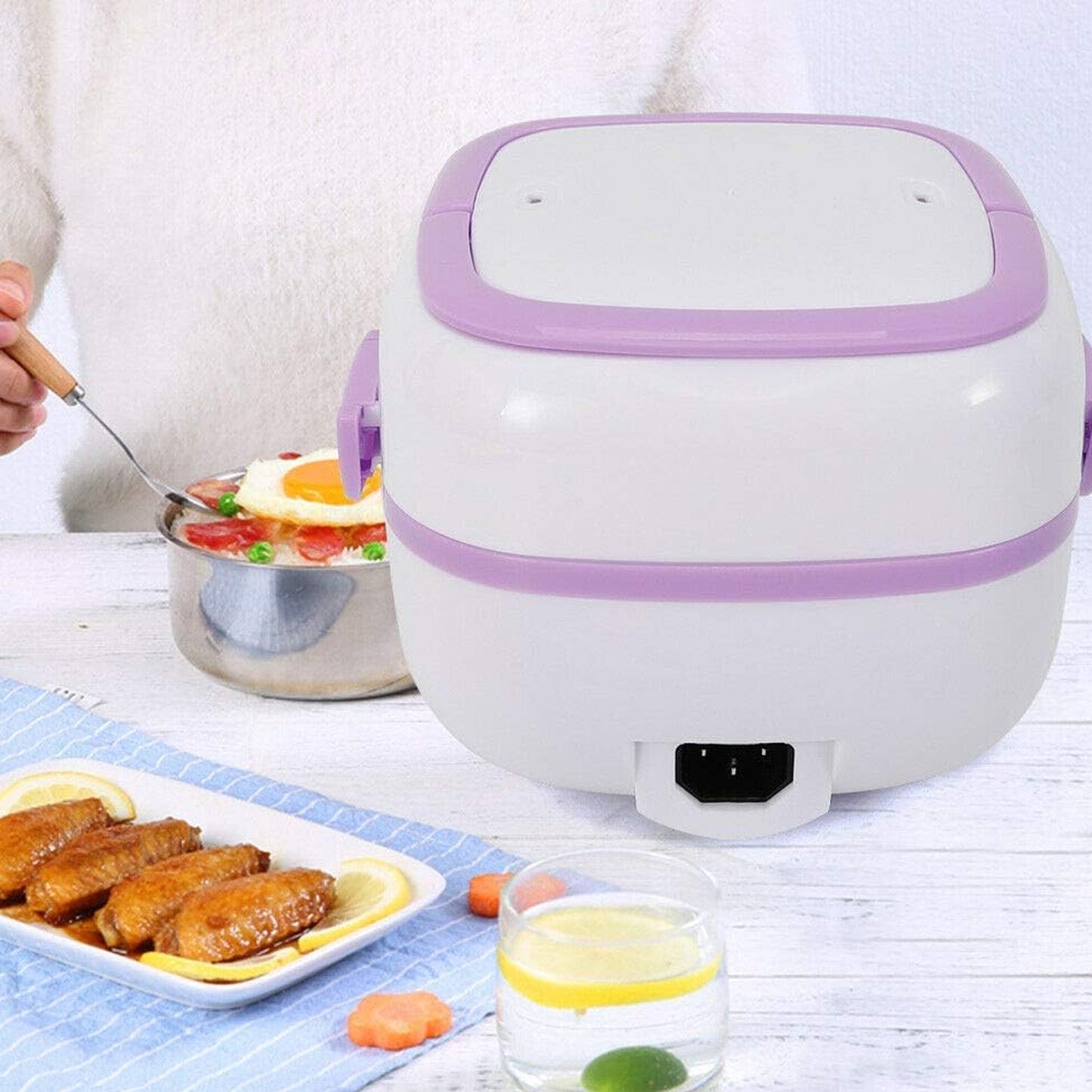 Electric Lunch Box | Portable Food Warmer with Removable Stainless Steel Compartments (220V, 200W) for Car & Office