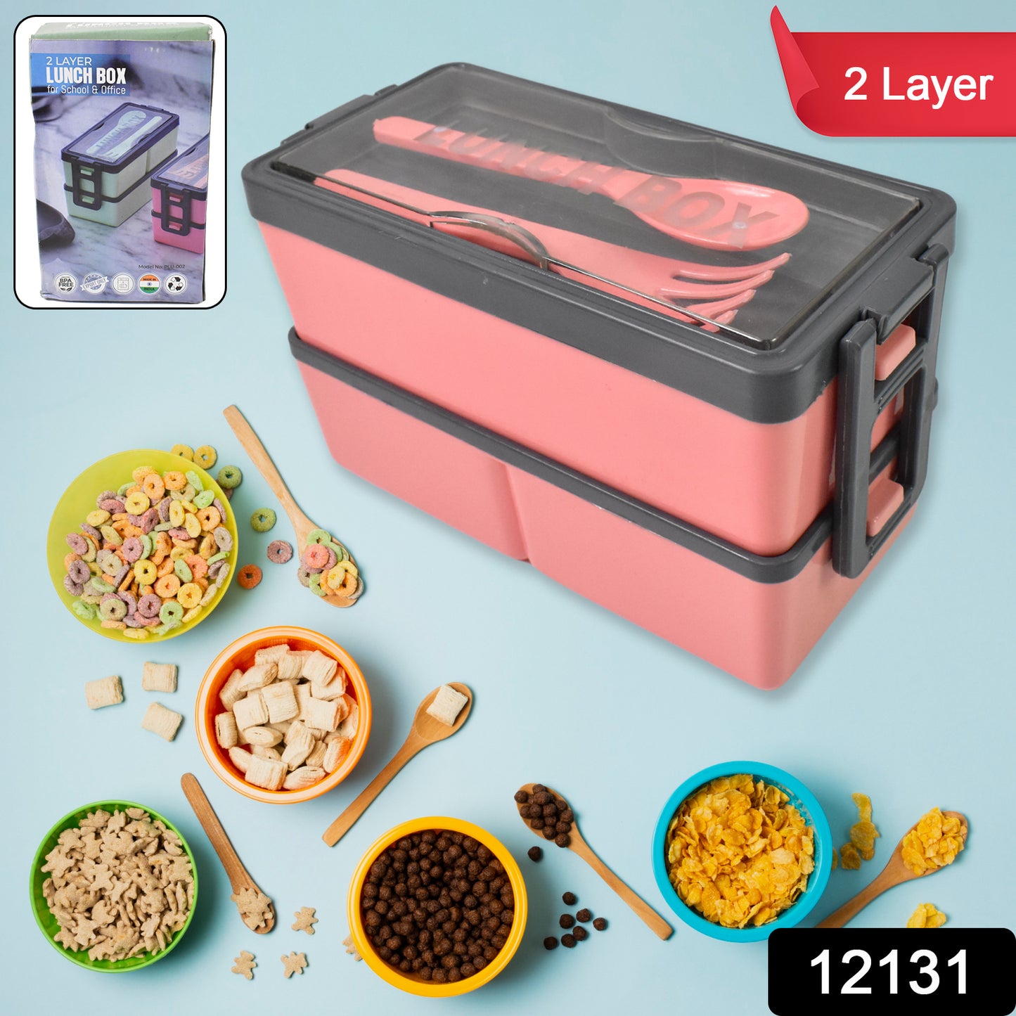 Plastic 3-Layer Leak-Proof Lunch Box for Office | 3 Compartment Food Container