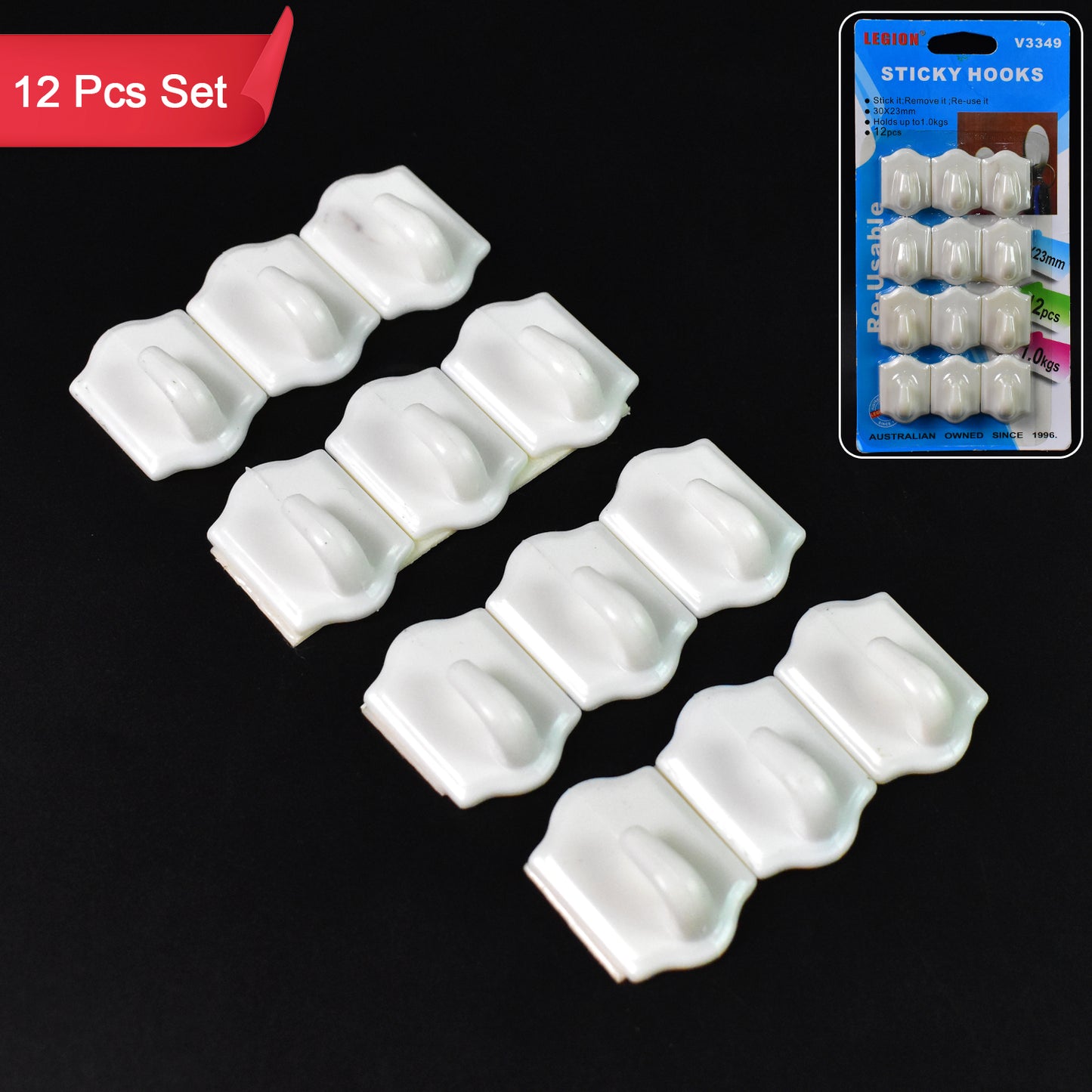 🪝 Small Adhesive Hooks for Wall Hanging – 12 Pcs Set