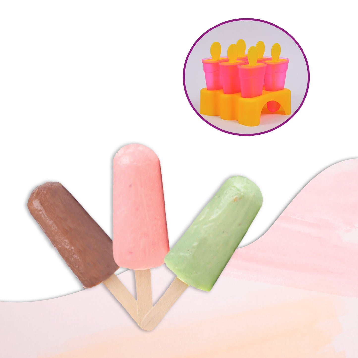 Kulfi Maker Moulds Set (6 Pcs) – Plastic Homemade Ice Cream Moulds for Freezer Use