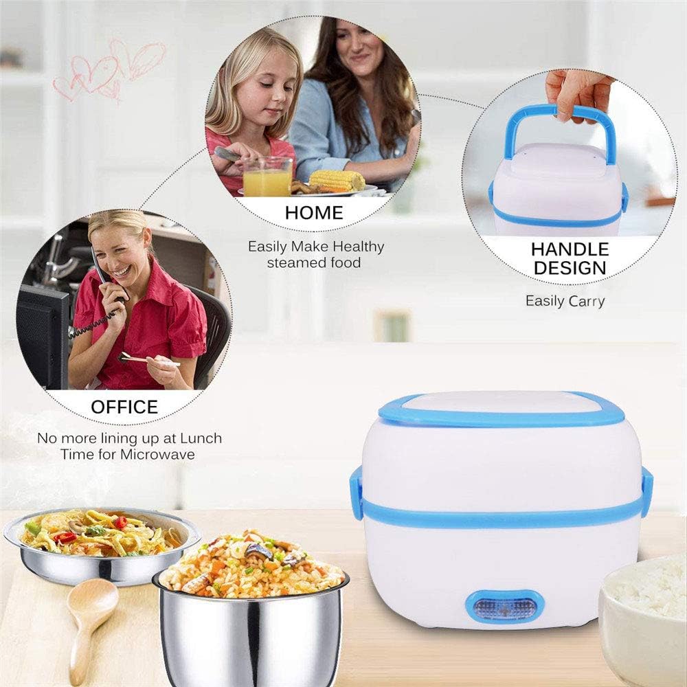 Electric Lunch Box | Portable Food Warmer with Removable Stainless Steel Compartments (220V, 200W) for Car & Office