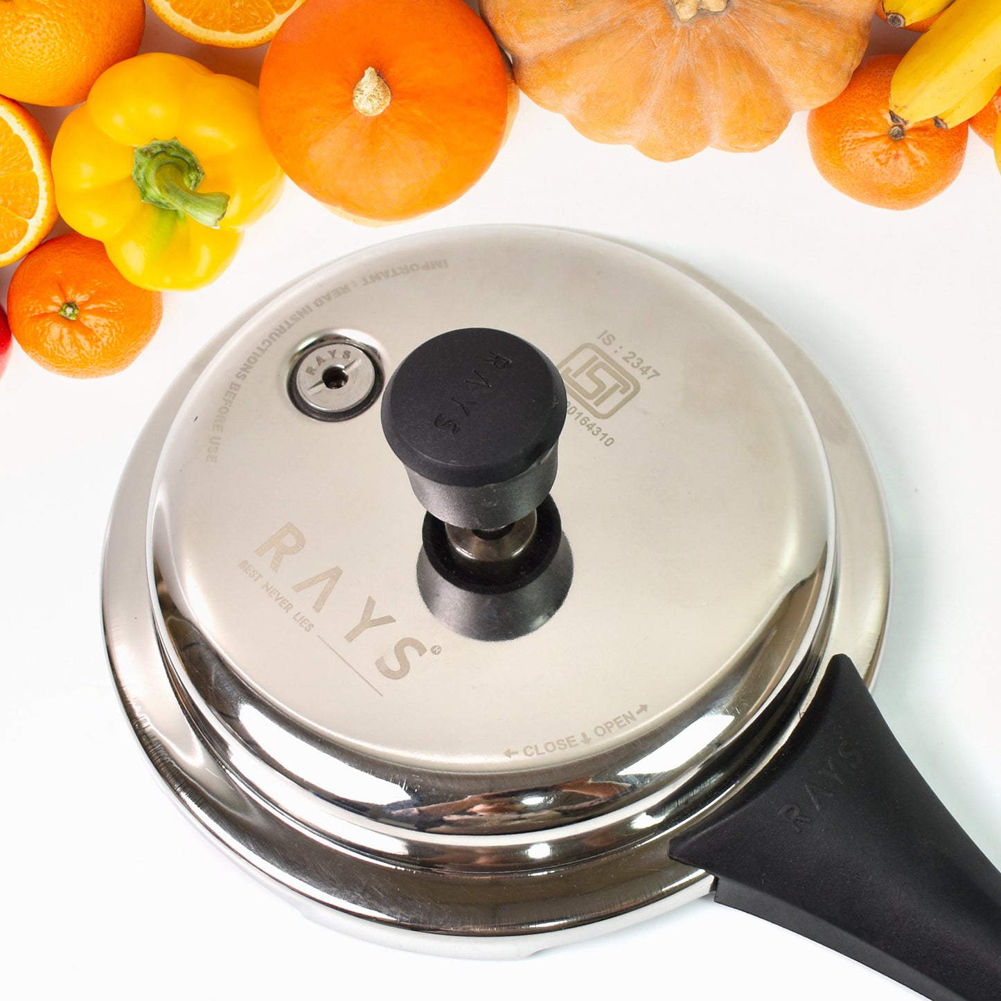 🍛 Stainless Steel Rays Fusion Pressure Cooker with Outer Lid – 2.5 Litres