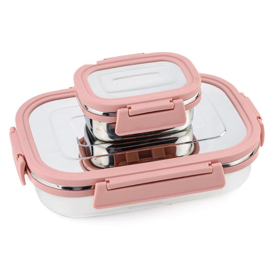 Premium Stainless Steel Leak-Proof Airtight Lunch Box Set – 900ml & 200ml (2 Pcs)