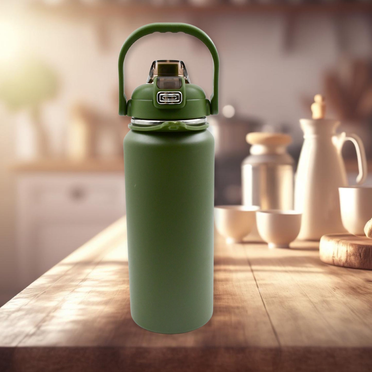 1.5L Stainless Steel Water Bottle – Vacuum Insulated, Leak-Proof, with Straw & Handle