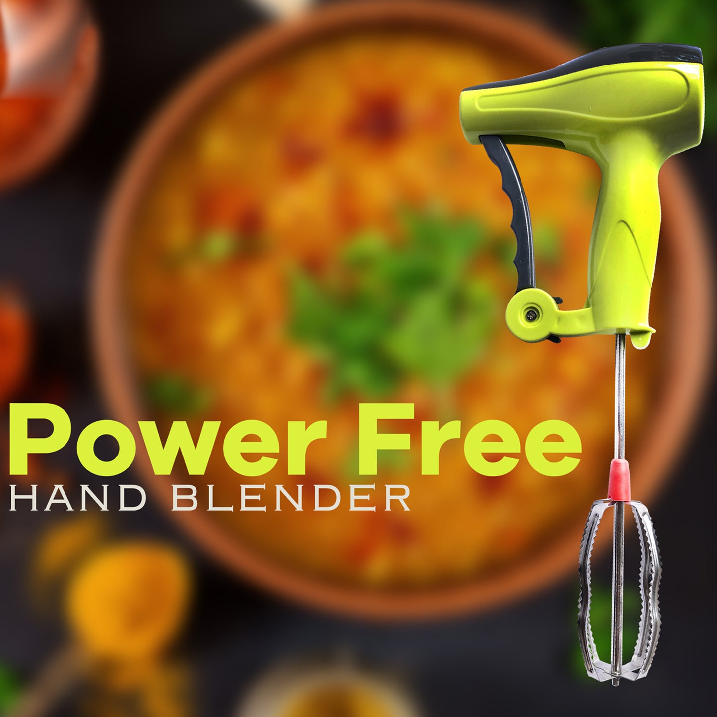 Power-Free Manual Hand Blender | Stainless Steel Blades for Milk, Lassi, Egg Beating & Mixing