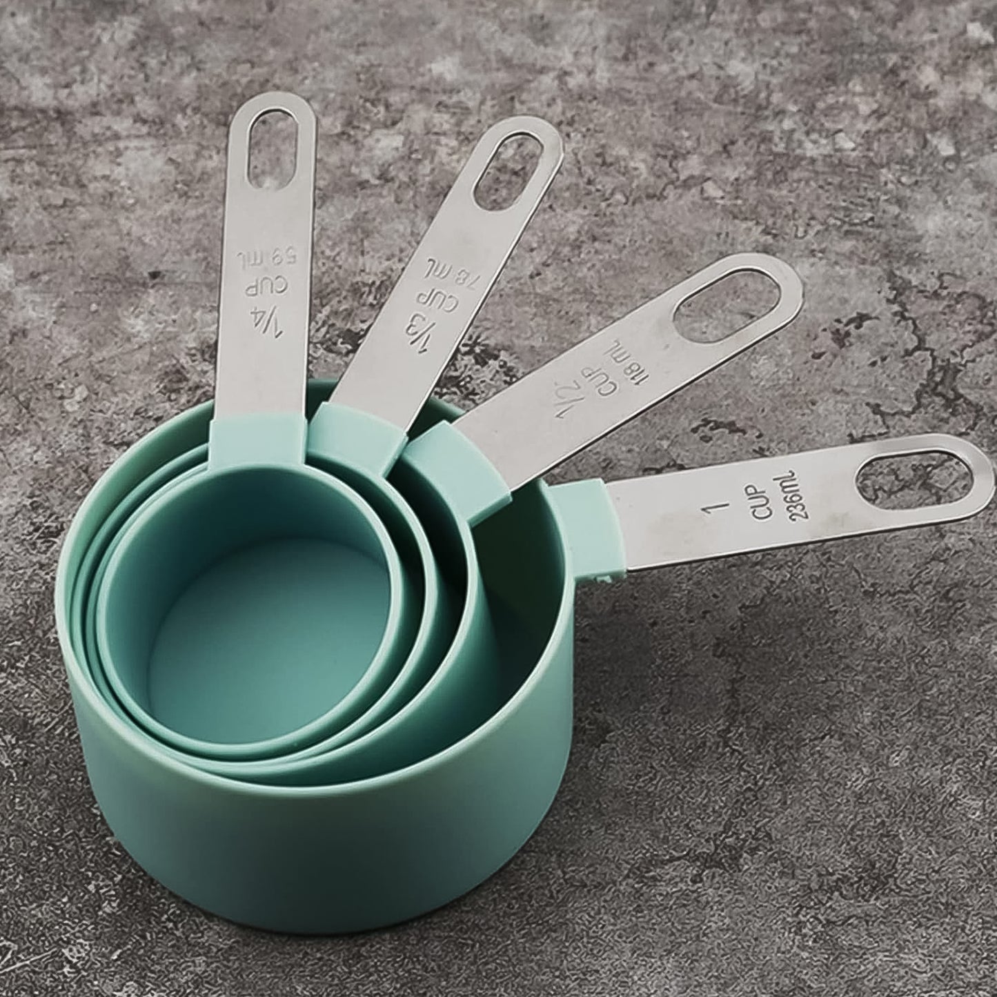 5-Piece Stainless Steel & Plastic Measuring Cups Set – Precise & Durable ⚖️🥄