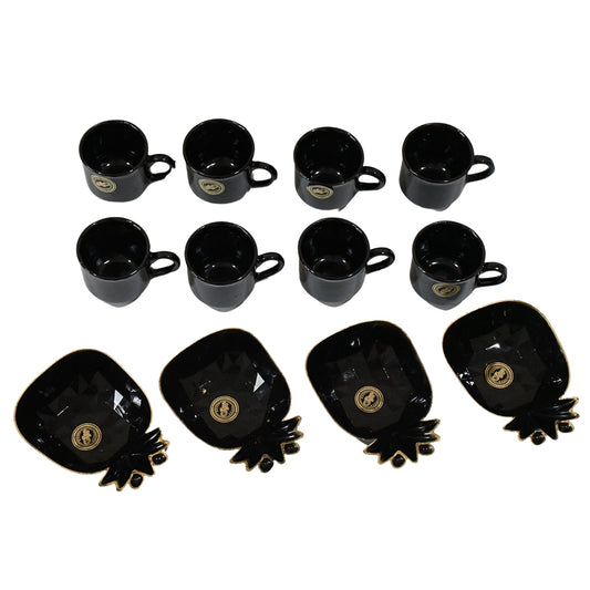 Pine Junction Ceramic Tea Cups & Mug Set with Pineapple-Shaped Serving Bowl – 12-Piece Set