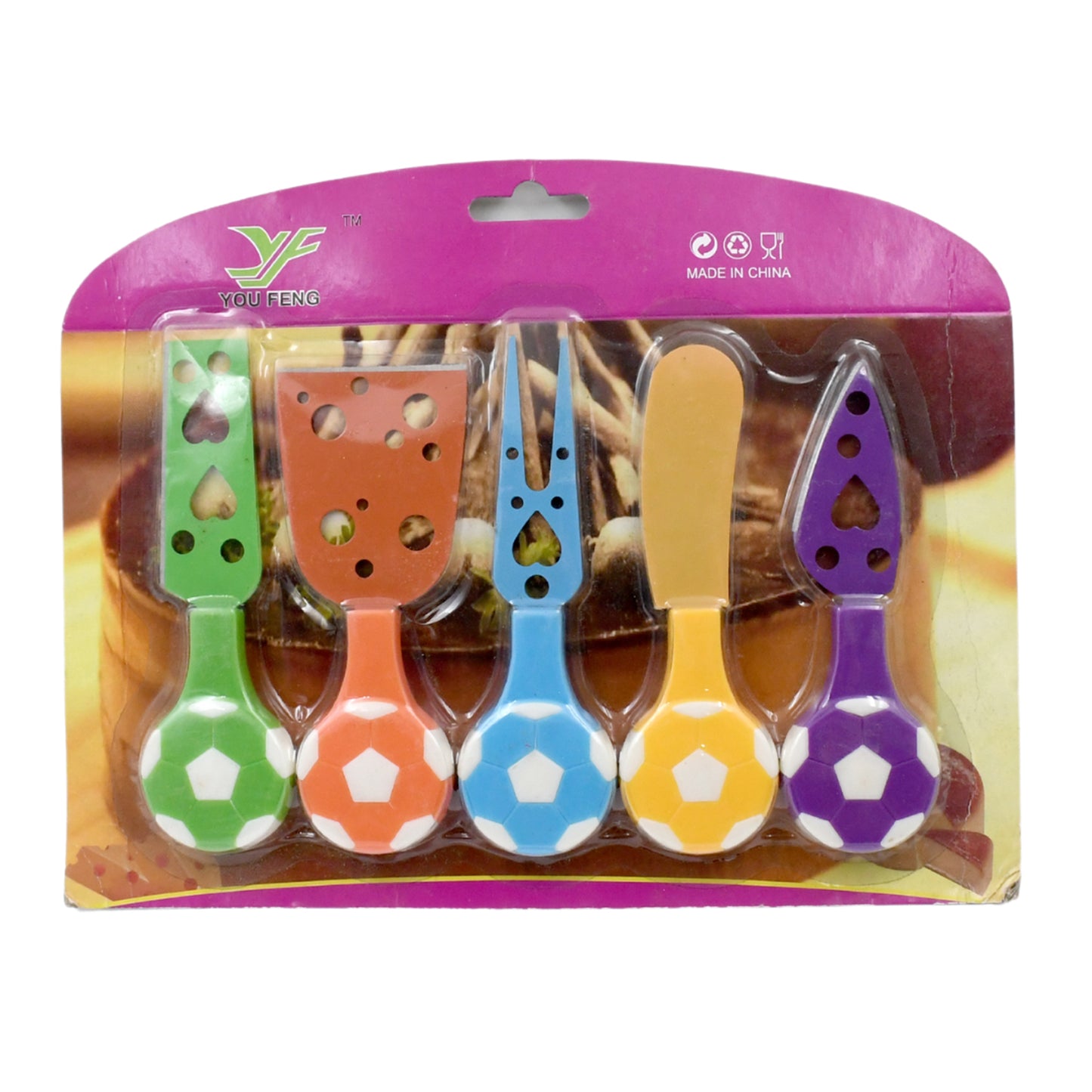 Football-Themed Cheese Knife Set – 5-Piece Stainless Steel Cheese Cutter Set