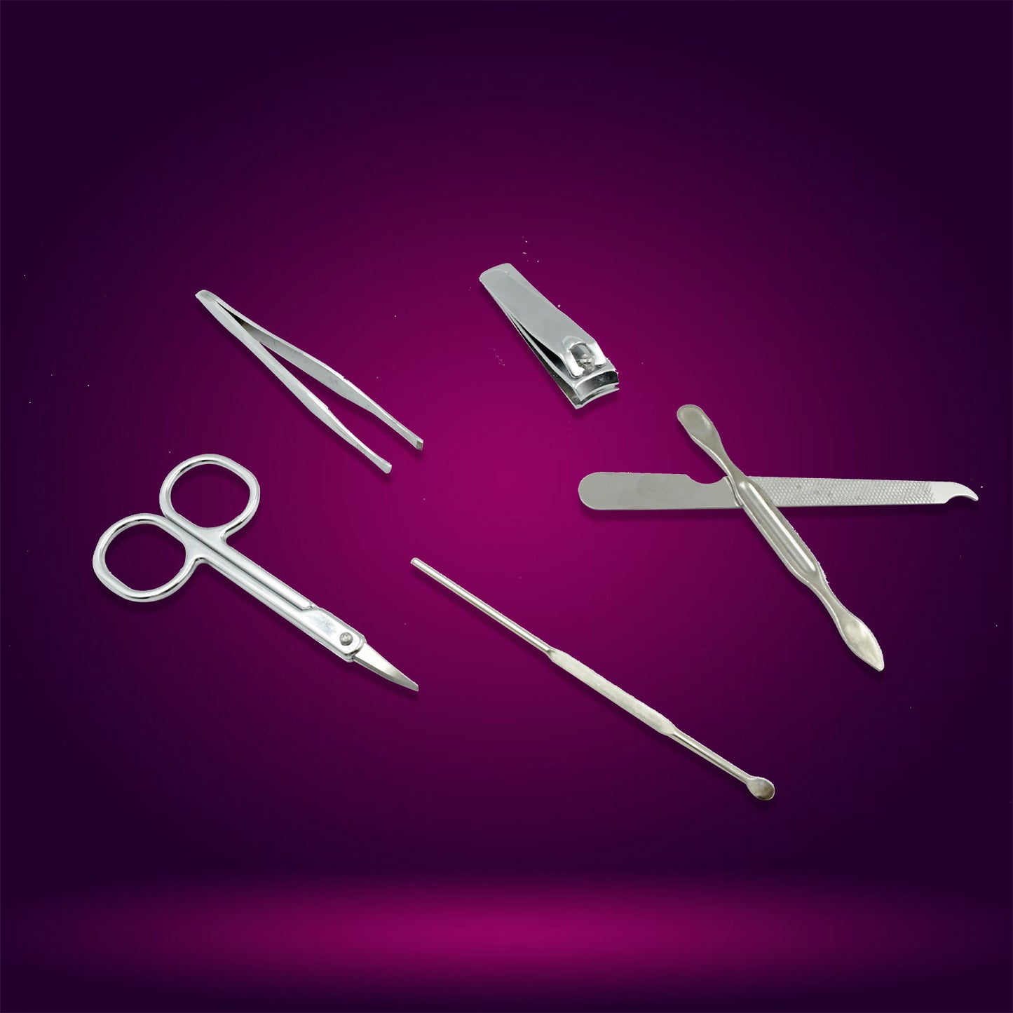 6-in-1 Professional Manicure Set – Stainless Steel Nail Clippers & Grooming Kit for Travel & Home