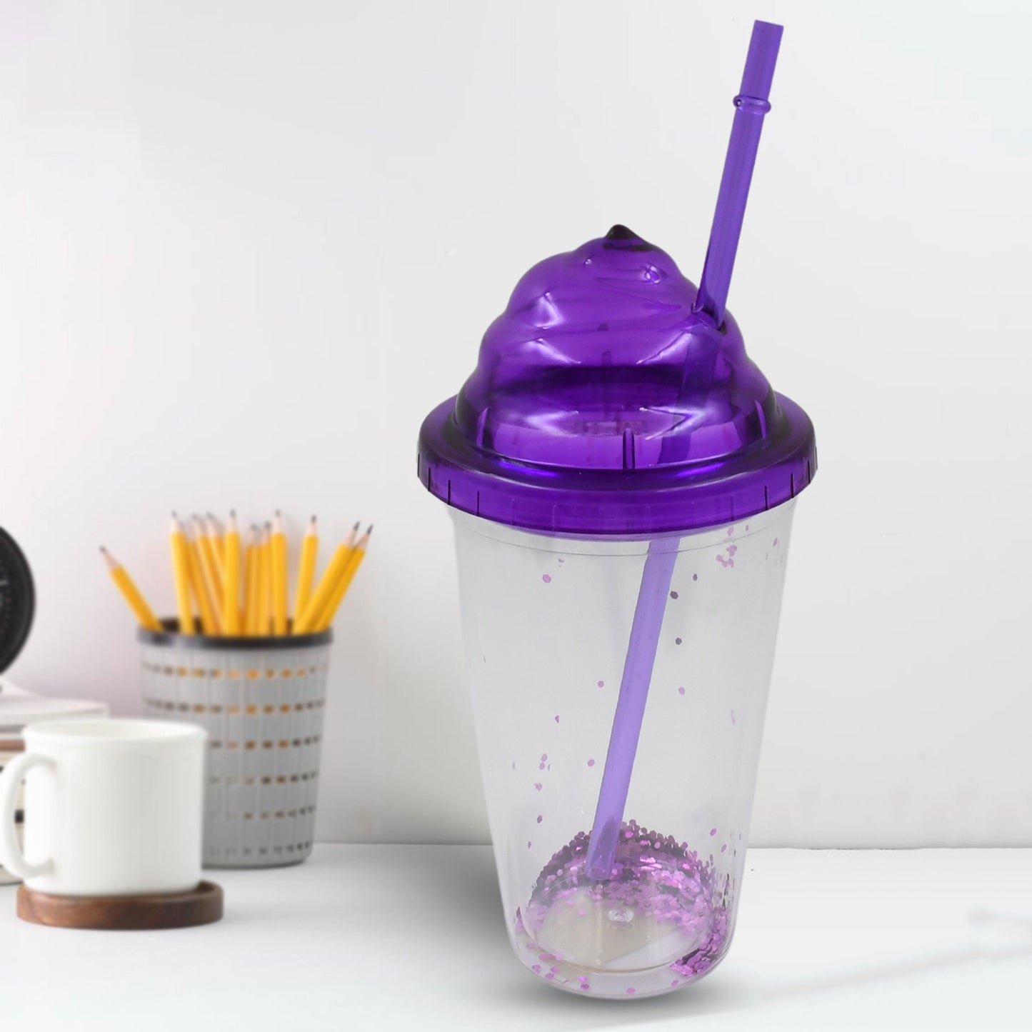 High-Quality Plastic Cold Drink Cup Tumbler with Lid & Straw – Reusable 16oz Tea & Coffee Travel Cup