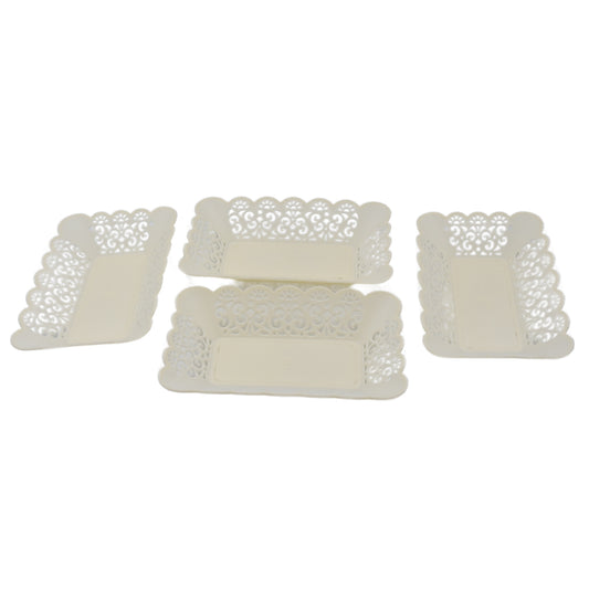 Rectangle Plastic Dinner Plates | 8-Pc Set for Snacks, Breakfast, & Serving Trays