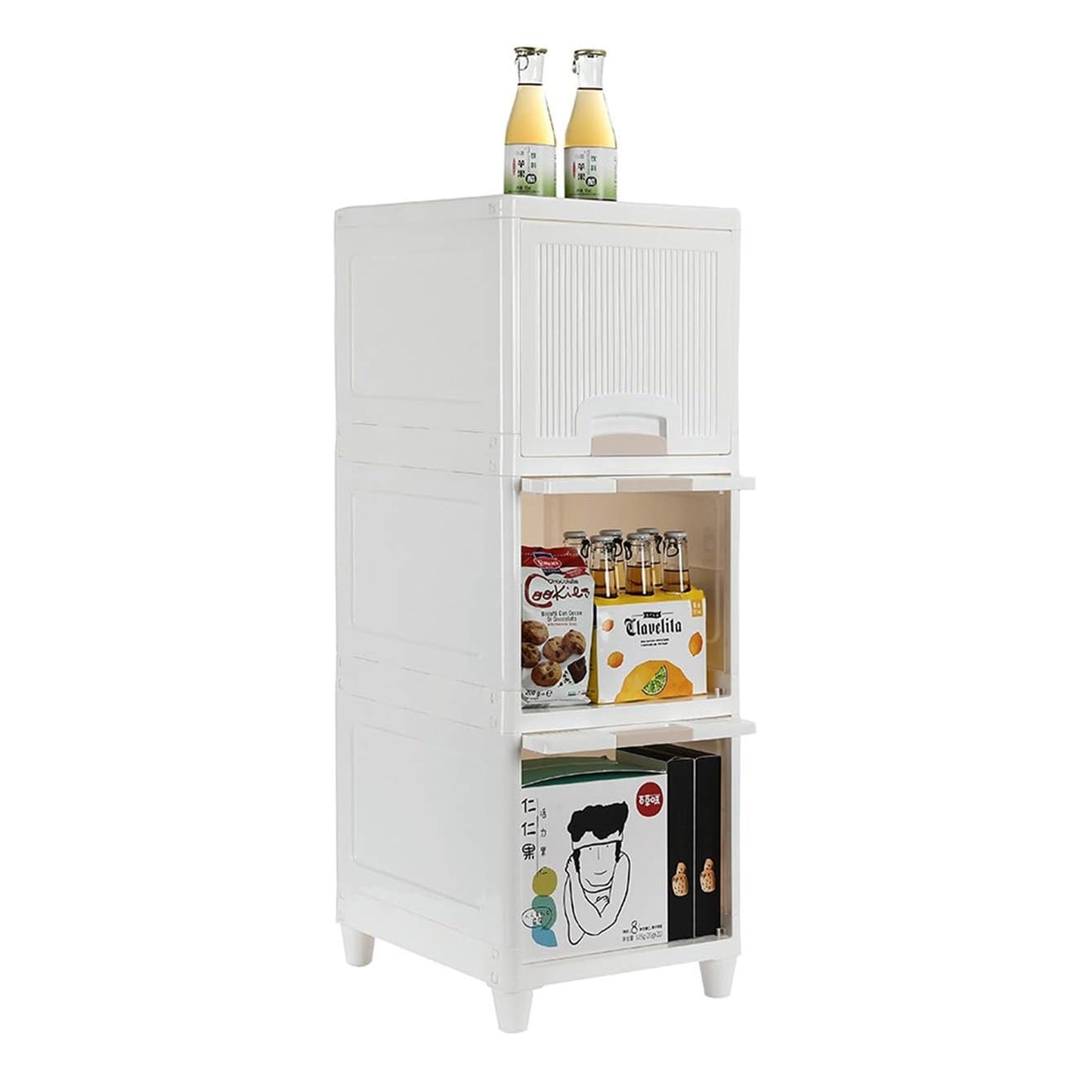 Multipurpose 3-Layer Storage Cabinet – Foldable Plastic Drawer Unit for Kitchen, Bathroom & Bedroom