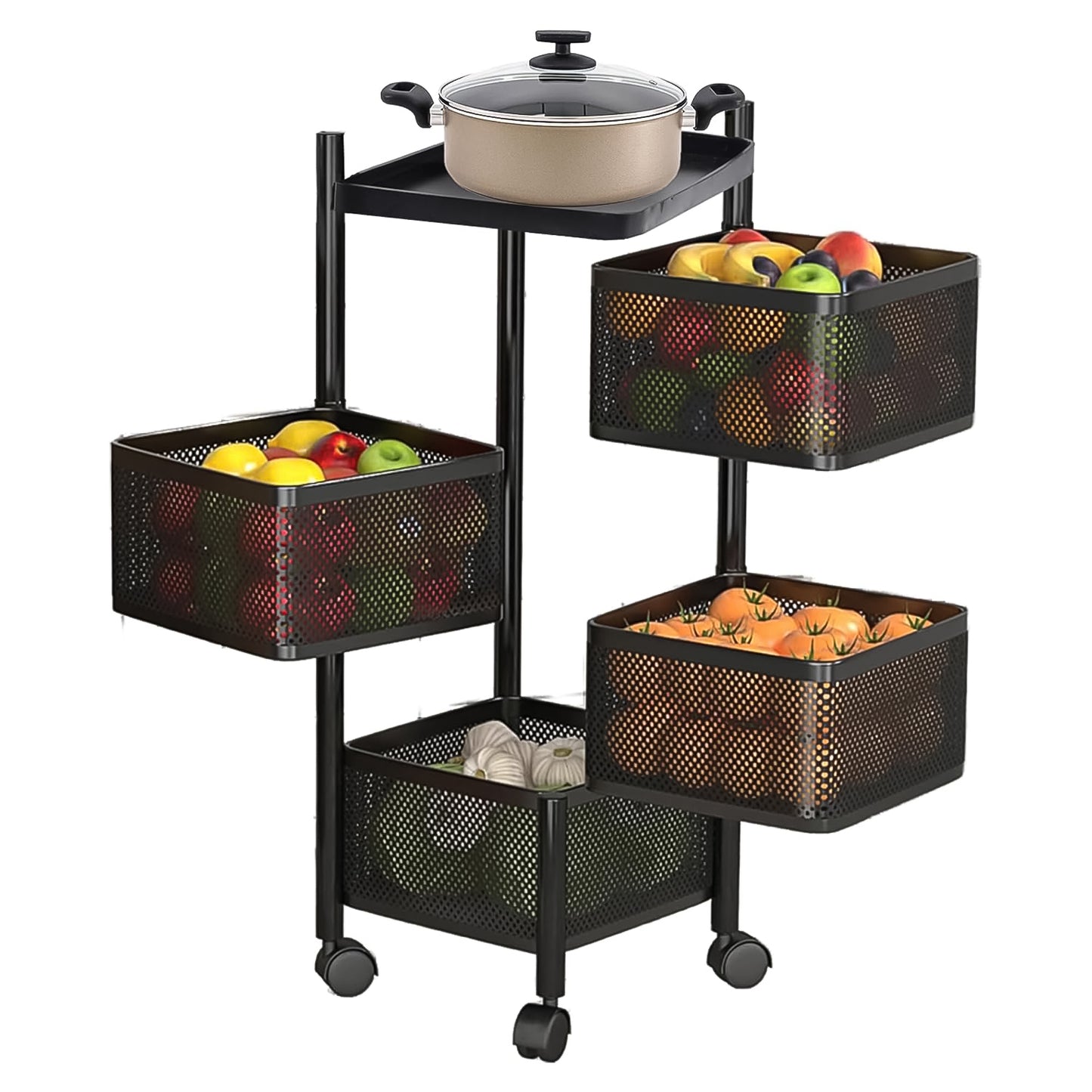 4-Layer Metal Kitchen Trolley with Wheels – Sturdy, Spacious & Multi-Purpose 🚛✨