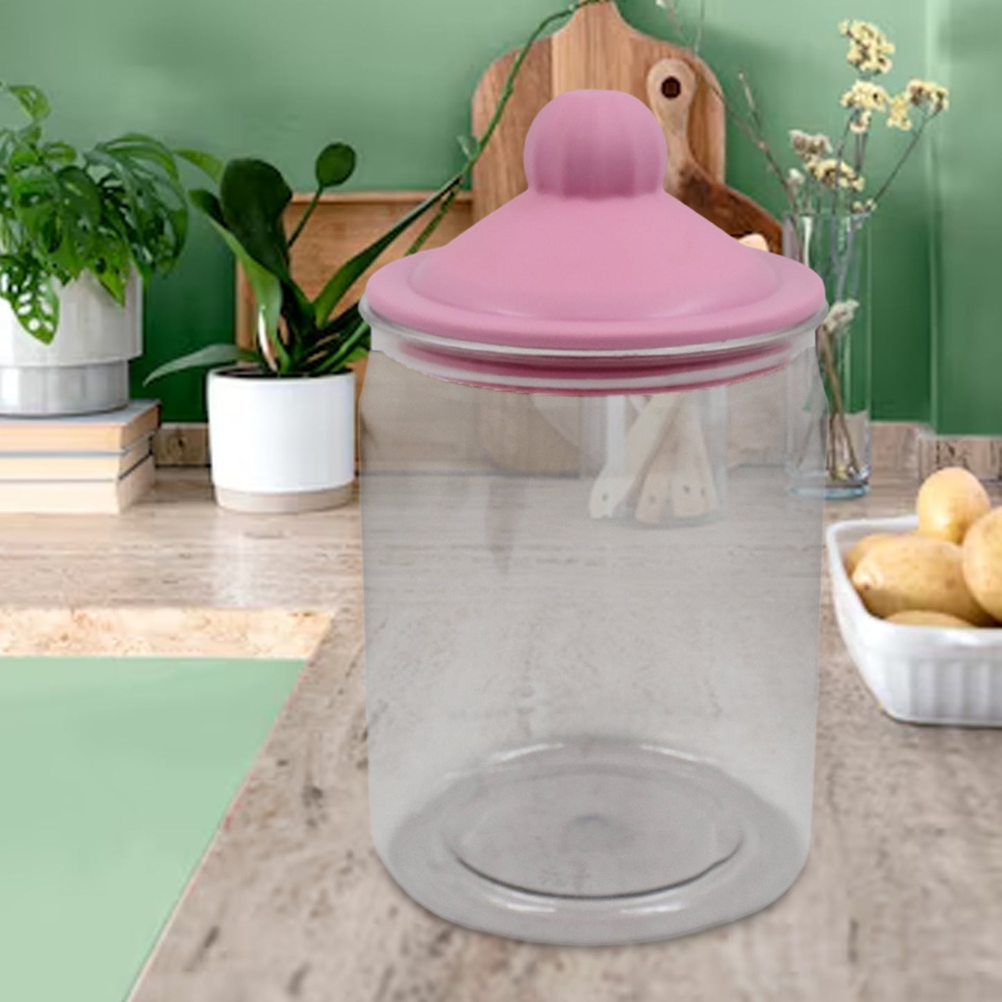 Transparent Kitchen Plastic Container Jar Set – 2 Pcs (1100ml) | Airtight & Durable