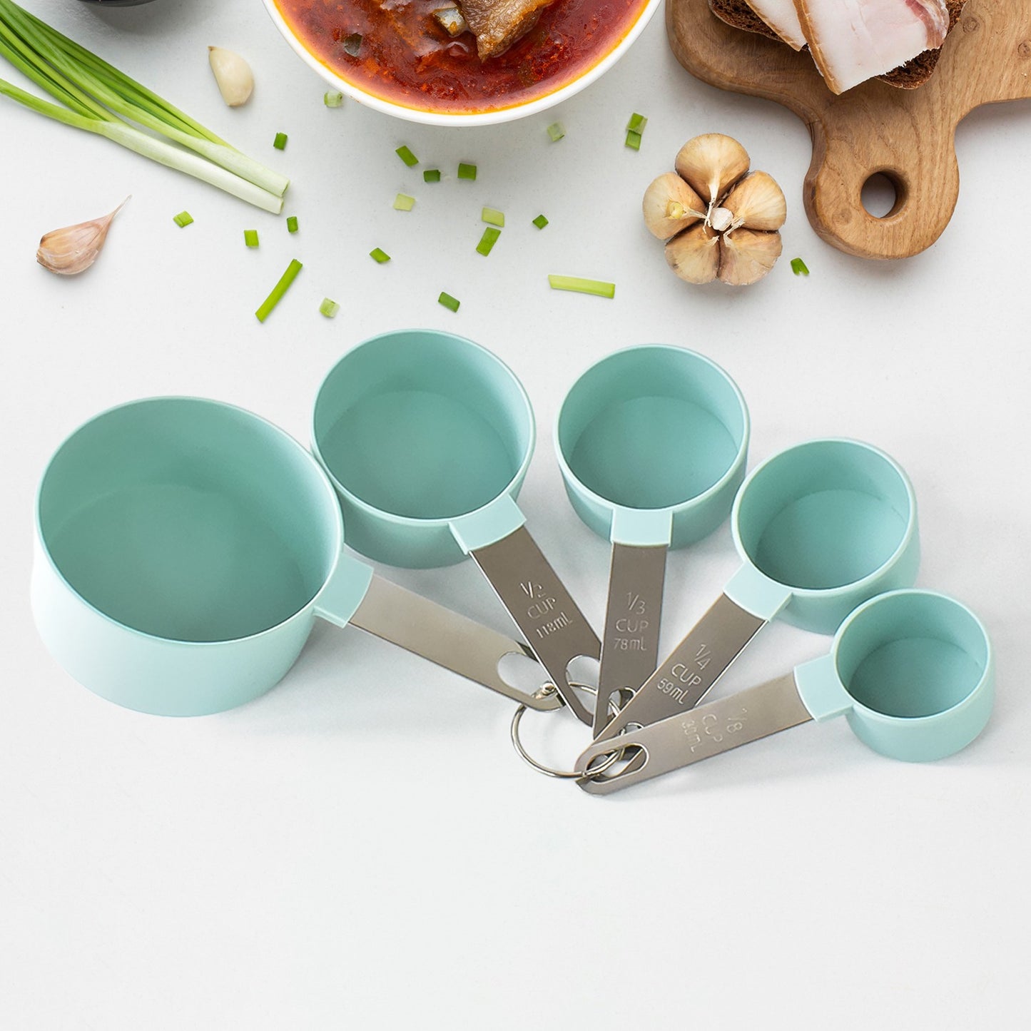 5-Piece Stainless Steel & Plastic Measuring Cups Set – Precise & Durable ⚖️🥄