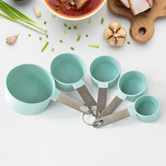 5-Piece Stainless Steel & Plastic Measuring Cups Set – Precise & Durable ⚖️🥄