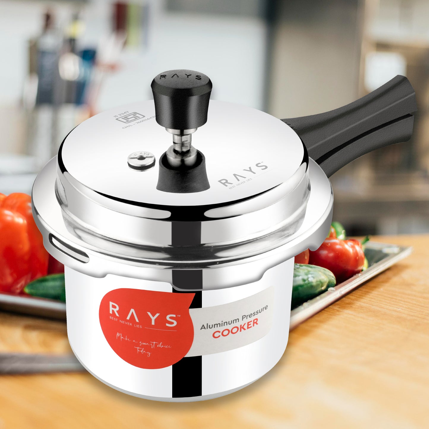 🍲 Aluminium Rays Aura Pressure Cooker – 1.5 Litres (Outer Lid)