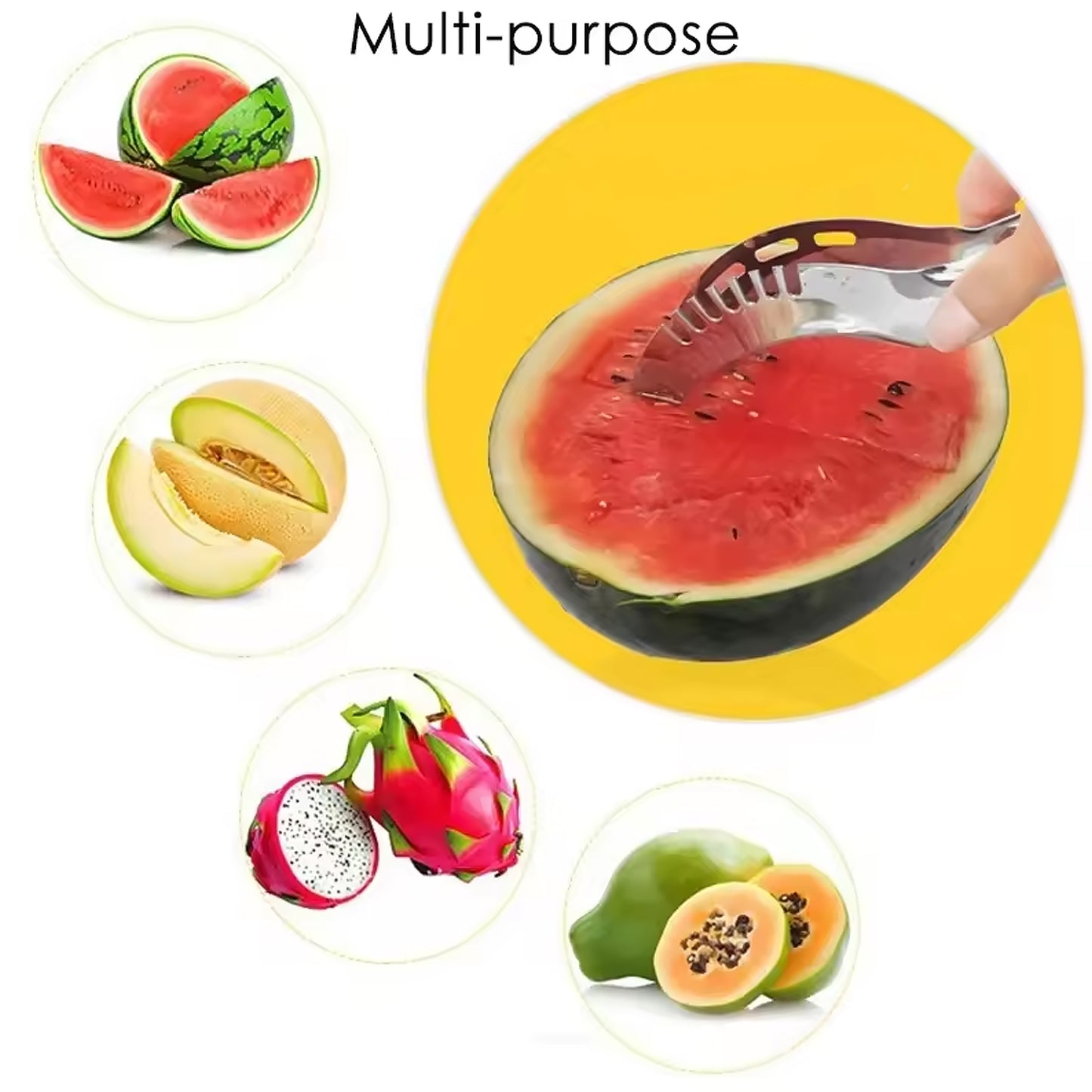 3-in-1 Stainless Steel Watermelon & Cantaloupe Slicer | Fruit Corer & Knife Tool