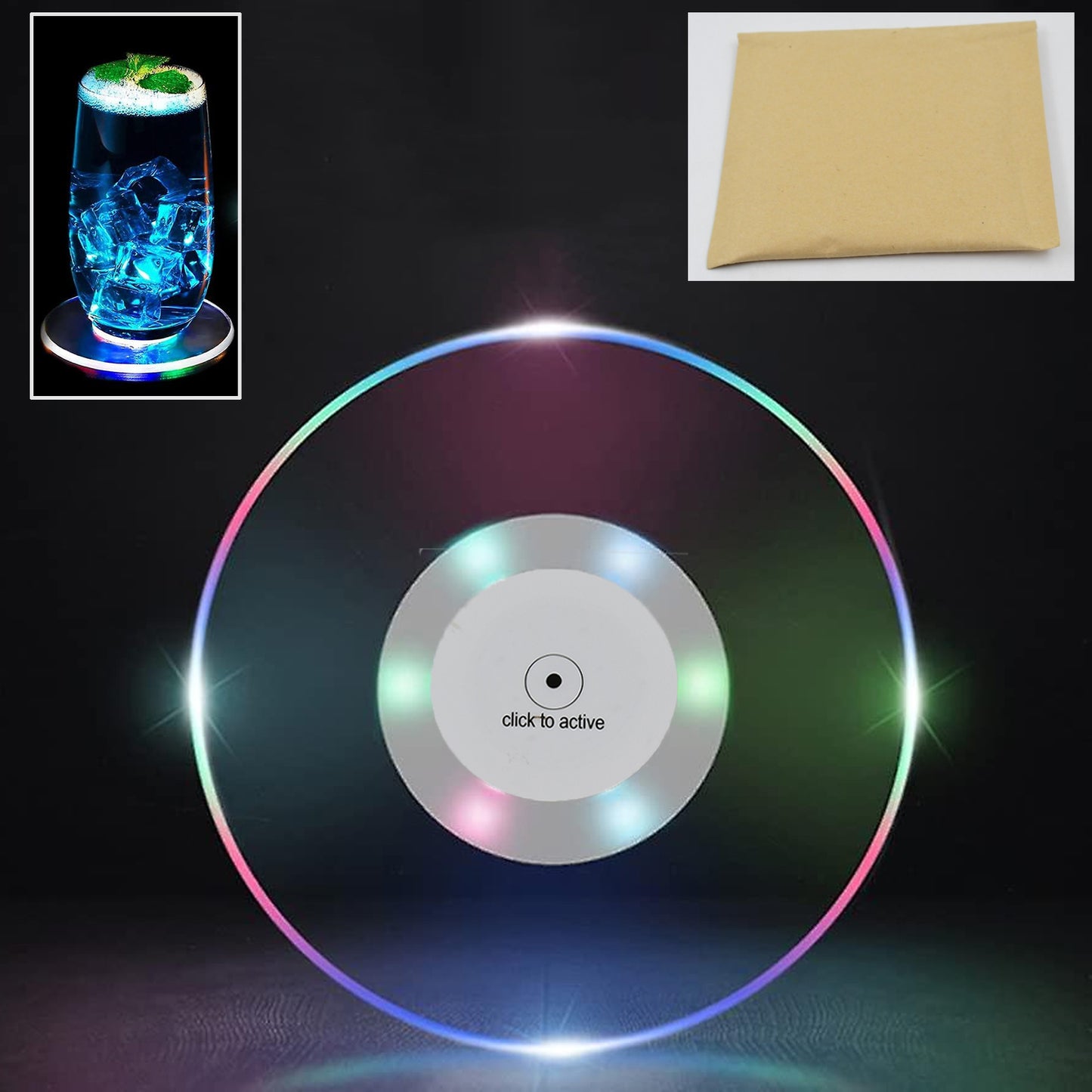 Colorful LED Cocktail Coaster | Ultra-Thin Light-Up Drink Coaster