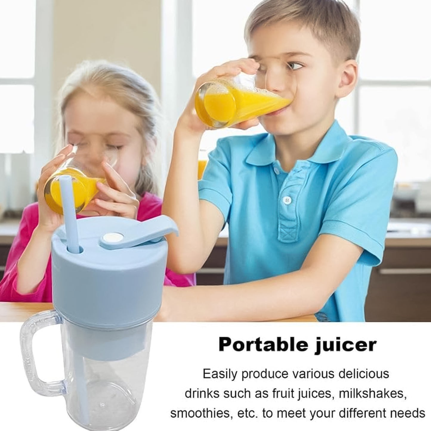 Portable Crusher Juicer | USB Rechargeable 6-Blade Blender (420ml)
