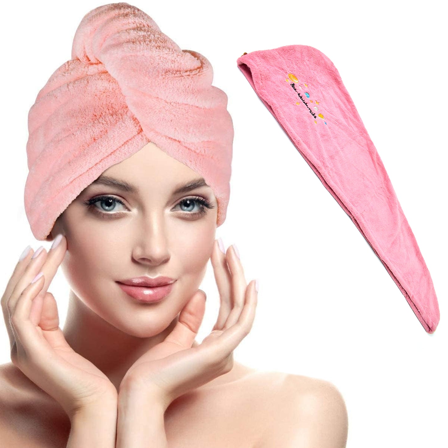 💆‍♀️ Microfiber Hair Wrap Towel Cap – 63x23 cm (1 Pc, Mix Color)
