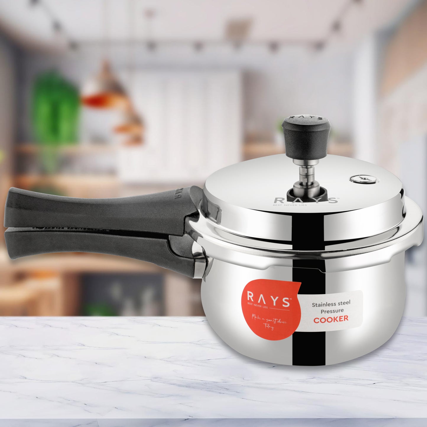 🍛 Stainless Steel Rays Fusion Pressure Cooker with Outer Lid – 2.5 Litres
