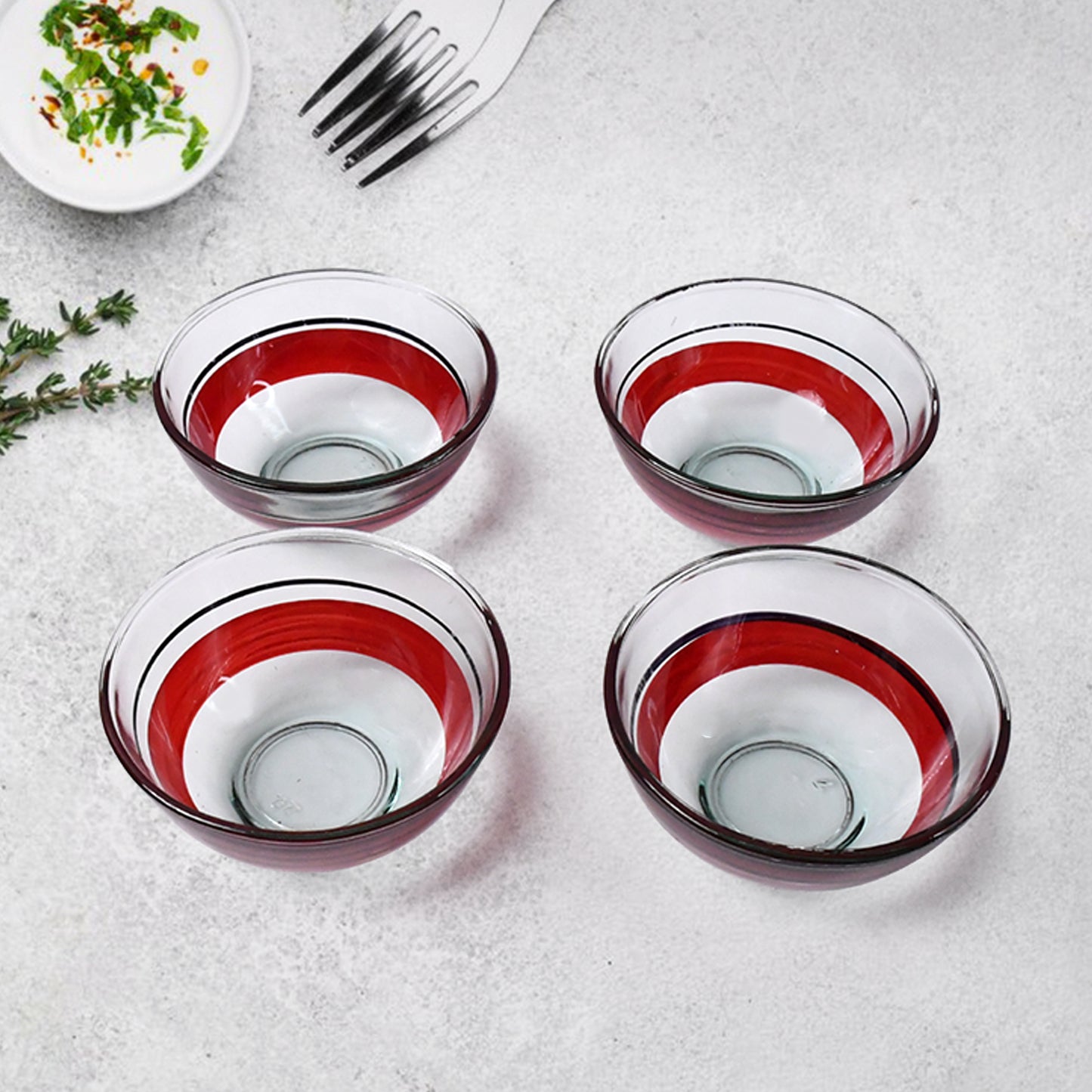 Healthy Choice Set of 4 Ceramic Cups & 4 Glass Bowls with Plastic Plate – 9-Piece Set