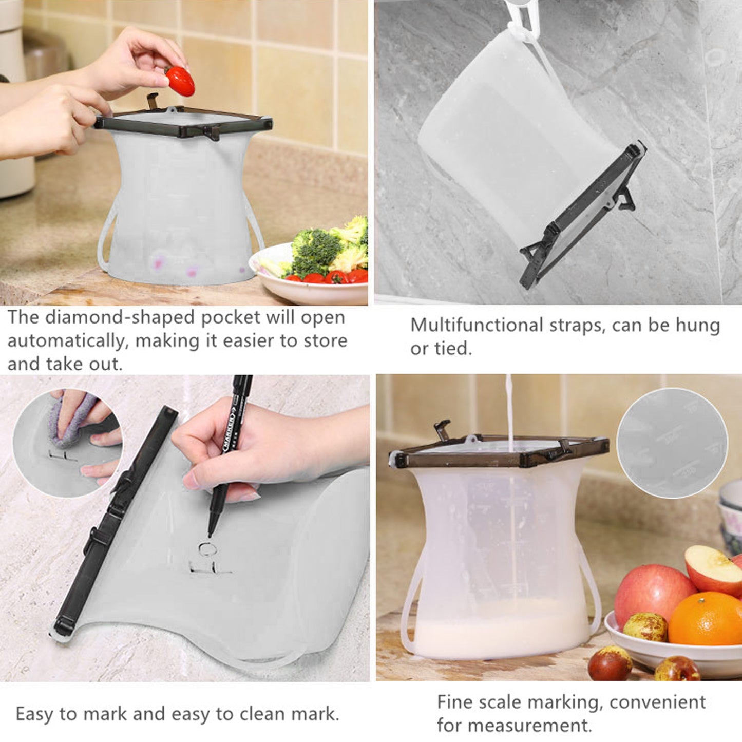 Reusable Silicone Food Storage Bag 3 Bag Set Leakproof Lock Reusable Flat Bottom Freezer Bags Sandwich Bags  Silicone Food Grade Kids Snack Bags  Bpa Free Microwave Dishwasher Safe