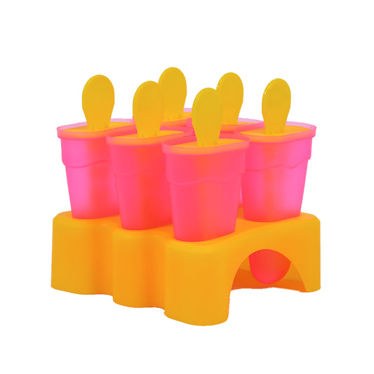 Kulfi Maker Moulds Set (6 Pcs) – Plastic Homemade Ice Cream Moulds for Freezer Use