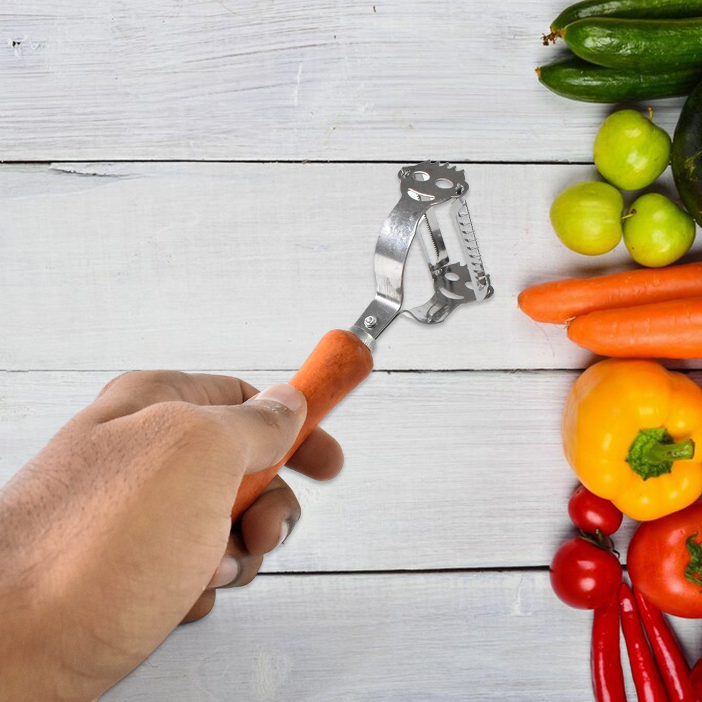 🍎 Vegetable & Fruit Peeler with Wooden Handle