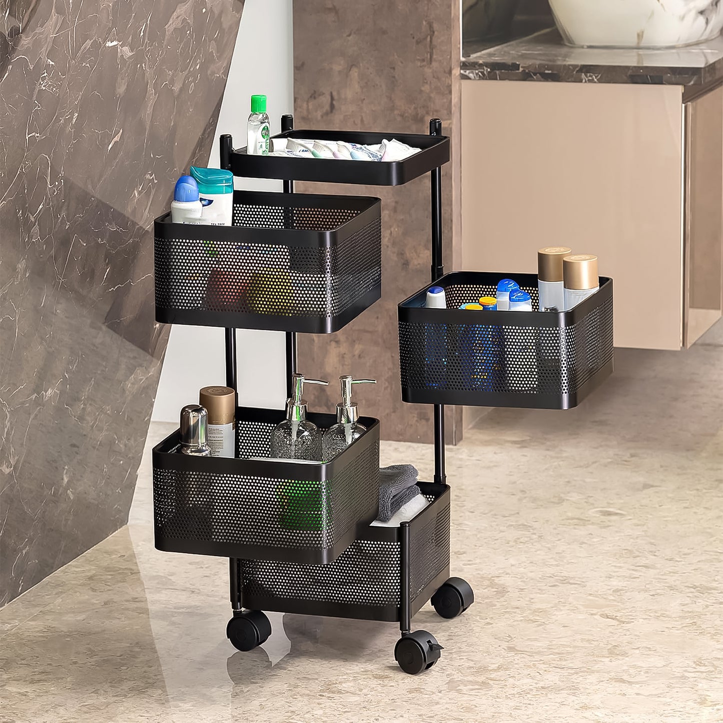 4-Layer Metal Kitchen Trolley with Wheels – Sturdy, Spacious & Multi-Purpose 🚛✨