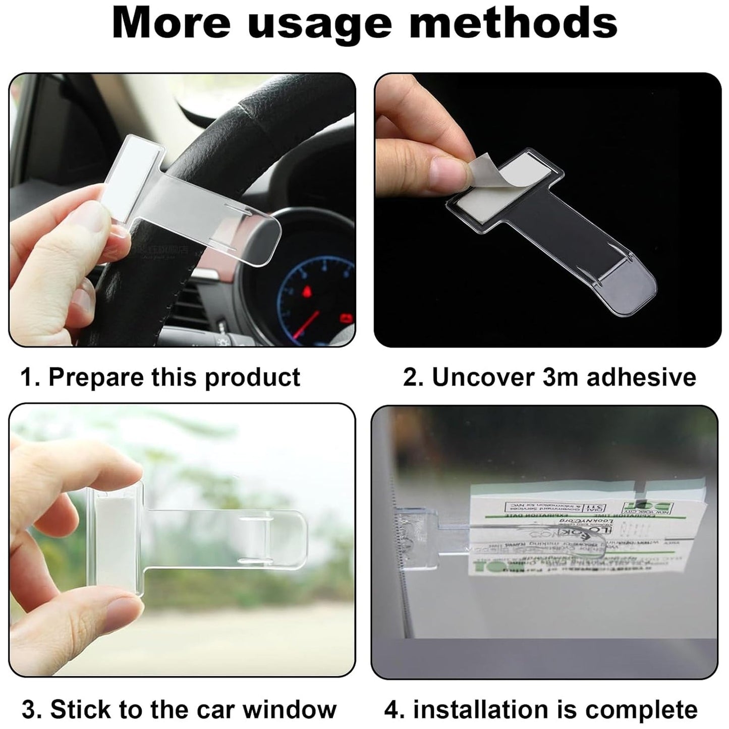 Windscreen Cardholder & FASTag Stand – Transparent Ticket Holder (2 Pc Set)